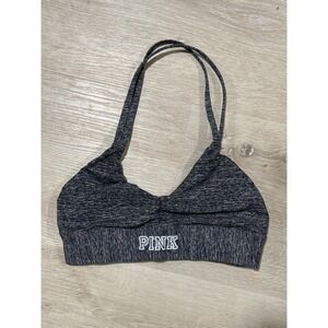 Victorias Secret PINK Ultimate Unlined Sports Bra Gray Space Dye Twist Back XS